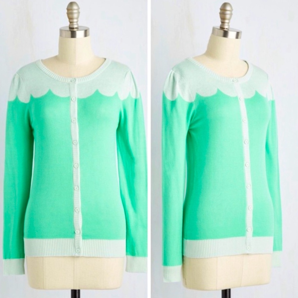 ModCloth Seafoam Scalloped Cardigan